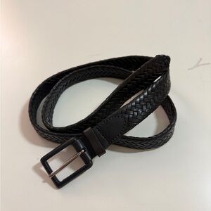 NWOT Black Genuine Italian Leather Braided Woven Belt